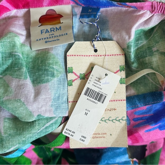 FARM Rio x Anthropologie Tropical Print V-Neck Cutout Midi Dress, NWT, Size M - Picture 6 of 6
